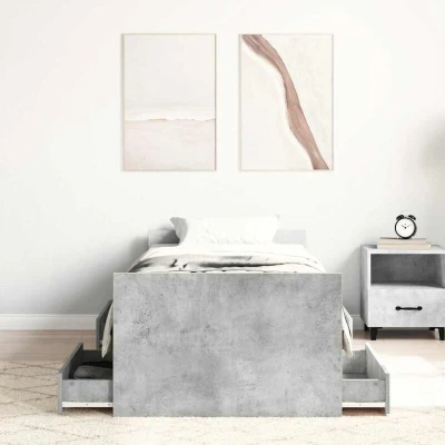 Image of vidaXL Bed Frame without Mattress Concrete Grey 90x190 cm Single