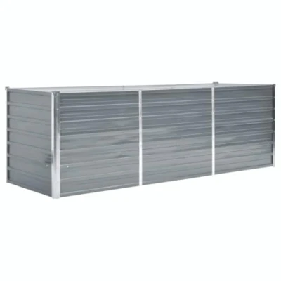 Image of vidaXL Garden Raised Bed Outdoor Grey Galvanised Steel Planter Large Size 240x80x77 cm Sturdy Rectangular shape Ideal for DIY Projects, Patios Decoration