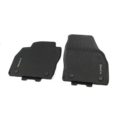 Image of Skoda 658061502 All Weather Floor Mats 2 x Rubber Front Black with Kamiq Lettering