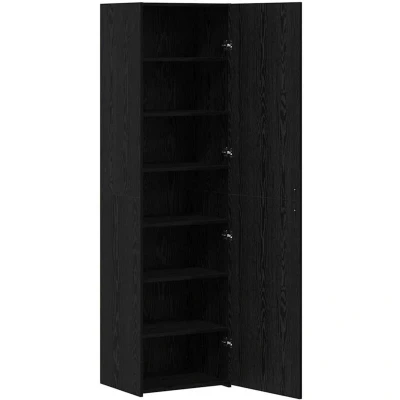 Image of vidaXL Highboard Black Oak 50x42.5x185 cm Engineered Wood