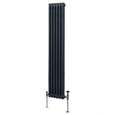 Image of Traditional 2 Column Radiator 1800mm x 292mm Modern Central Heating Heater Matt Anthracite Grey Carbon Steel Vertical Wall Mounted Kitchen Living Room Bathroom Cleaning Brush Fixing Kit &amp; Brackets