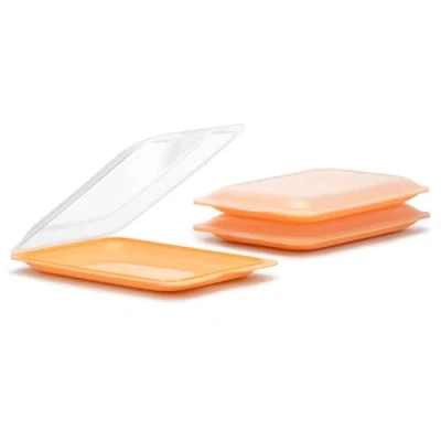 Image of TATAY Set of 3 Cold Meat Containers with Lid, BPA Free, Reusable, Stackable, Dishwasher and Microwaveable, Colour Peach, Measures 17 x 3,2 25,2 cm