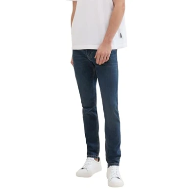 Image of TOM TAILOR Men&#039;s 1042342 Troy Slim Jeans, 10114 Clean Dark Stone Blue Denim, 30 W/34 L