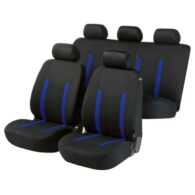 Image of Walser 11808 Car Seat Cover Set with 2x 2 Piece Front Covers / 1x 5 Back Headrest Covers, Blue