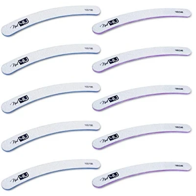 Image of Curved Nail Files 5x 100/180 Grit 180/240 Nail4U Professional File Banana, Boomerang, Emery Board Manicure Pedicure Set of 10