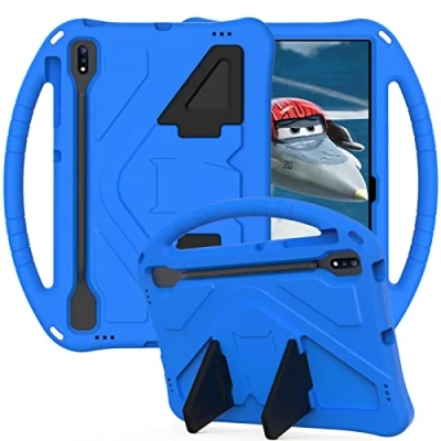 Image of Tablet Case For Samsung Galaxy Tab S7+/S7 Plus/S7 FE SM T970/T975/T976/T978/T730/T733/T735/T736/T738 Kids Friendly Lightweight Shockproof Cover with Handle Stand Blue
