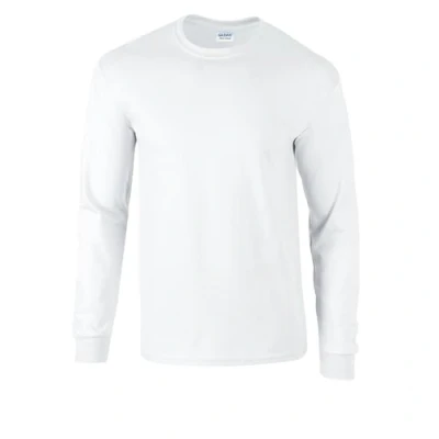 Image of GILDAN Ultra Cotton Adult Long Sleeve T Shirt, White, L
