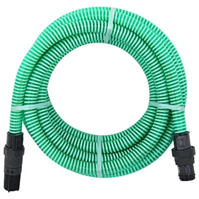 Image of vidaXL Suction Hose with PVC Connectors 10m Green for Domestic Waterworks, Garden Pumps, Water Filters Equipped Foot Valve and Strainer