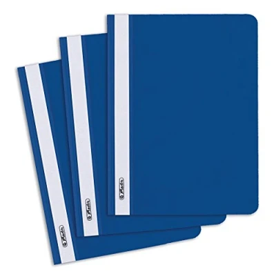 Image of Herlitz 975433 A4 File Folder, Made from Polypropylene, with a Transparent Front Cover red (Pack of 10) a5 Blue