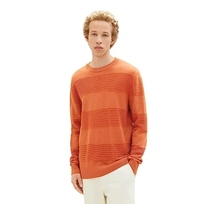 Image of TOM TAILOR Denim Men&#039;s Hoodie Sweatshirt with logo print, fresh pepper orange, L