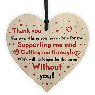 Image of RED OCEAN Leaving Gift For Colleague Hanging Heart Plaque Thank You Co Work Gifts