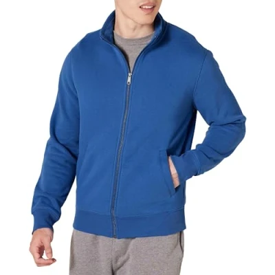 Image of Amazon Essentials Men&#039;s Full Zip Fleece Mock Neck Sweatshirt, Blue, M