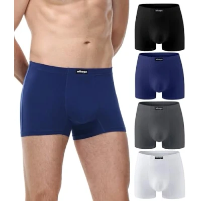 Image of wirarpa Mens Underwear Trunks Soft Cotton Boxer Shorts Comfortable Briefs No Fly Underpants for Men 4 Pack Black Deep Gray Blue White Size M