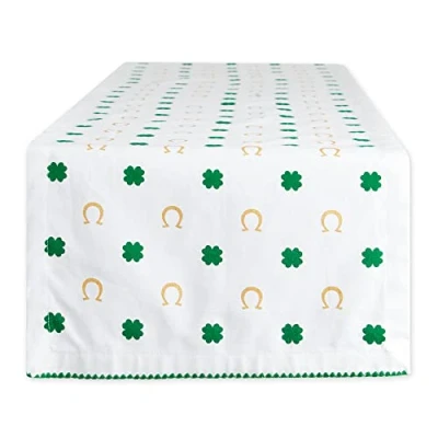 Image of DII St. Patrick&#039;s Day Collection Tabletop, Table Runner, 14x72, Clover Horseshoe