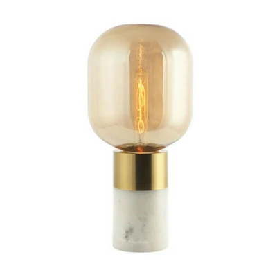 Image of Ymittos Table Lamp E14 Max 25W Glass Amber Brass White On/Off Switch