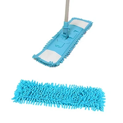 Image of Floor Mop Cleaning Wet Dry Microfibre Swivel Head Laminate Wooden Tile Sweeper (Blue &amp; Spare Head)