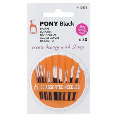 Image of Pony Hand Sewing Needles: Assorted: Black with White Eye: Sharps: Assorted