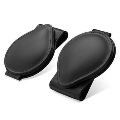 Image of MoKo Sunglasses Holder for Car Sun Visor, 2 Pack PU Leather Magnetic Glasses Mount Eyeglasses Hanger Clip Visor Accessories All Models, Black