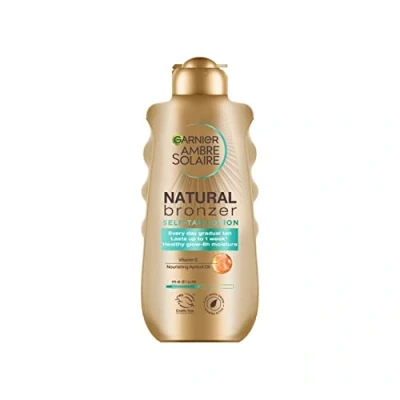 Image of Garnier Ambre Solaire Natural Bronzer Self Tan Lotion, &amp; Streak Free Fake Tan, with Apricot Oil Vitamin E, Gradual that Lasts Up To 1 Week, Approved by Cruelty International, 200ml