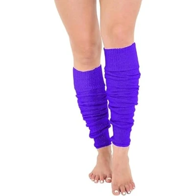 Image of Crazy Chick® Kids Girls Plain Leg Warmer School Dance Wear Lurex Legwarmer tutu Fancy (Purple)