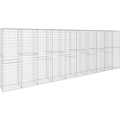 Image of vidaXL Gabion Wall with Cover Galvanised Steel 600x50x200 cm