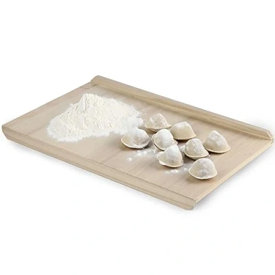 Image of KADAX Pasta Board, Wooden Baking Board Made of Poplar Wood, Dough with Stop Bars, Traditional for Pasta, Cakes, Dumplings (Double Sided, 40 x 60 cm)