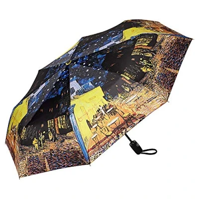 Image of VON LILIENFELD® Folding Pocket Umbrella Automatic Lightweight auto Open Motif Women Men Art Vincent Van Gogh: Nightcafé