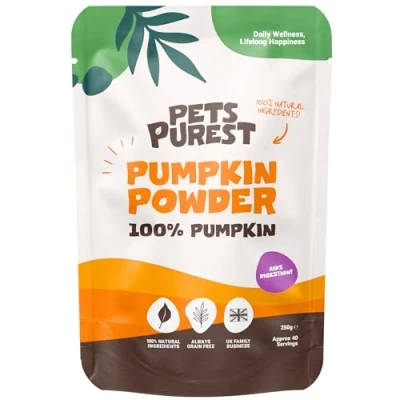 Image of Pets Purest Pumpkin Powder for Dogs 250g 100% Pure Dog Food Topper, Puree Naturally Rich in Prebiotics &amp; Fibre Gut Health Healthy Stools