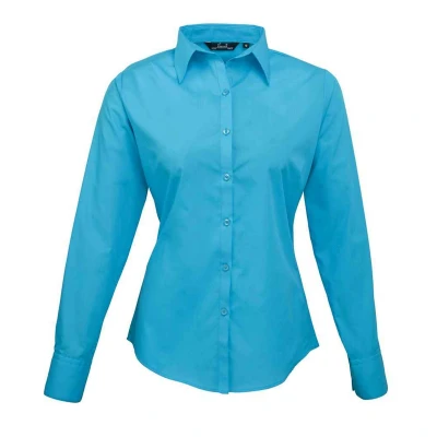 Image of Premier Womens/Ladies Long Sleeved Shirt (Turquoise) Size 24 UK