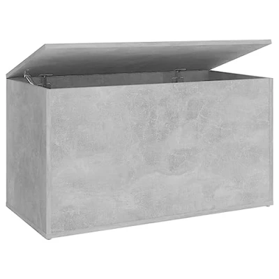 Image of vidaXL Storage Chest Modern Household Furniture Accessories Space Bedding Blanket Box Cabinet Trunk Container Unit Chipboard Concrete Grey