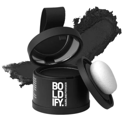 Image of BOLDIFY Hairline Powder Instantly Conceals Hair Loss, Root Touch Up Powder, Toppers for Women &amp; Men, Fibers Thinning Hair, Cover Up, Stain Proof 48 Hour Formula (Black)