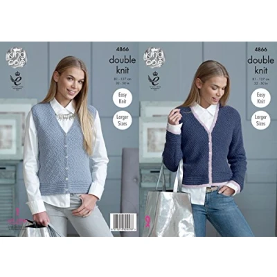 Image of King Cole 4866 Knitting Pattern Womens Cardigan and Waistcoat in Baby Alpaca DK