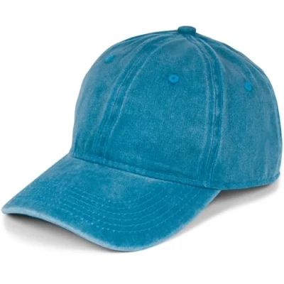 Image of styleBREAKER Unisex 6 Panel Vintage Cap Plain in Washed Look, Baseball Cap, Adjustable Metal Buckle 04023054, Colour:Petrol