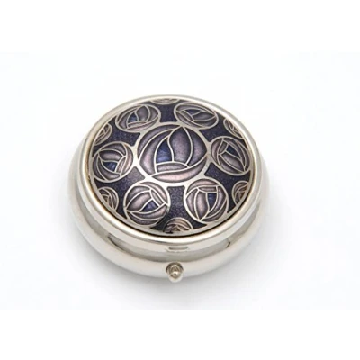 Image of Sea Gems presented by Celtic Glass Designs Pill Box (Standard) in a Mackintosh Rose with Roses Border
