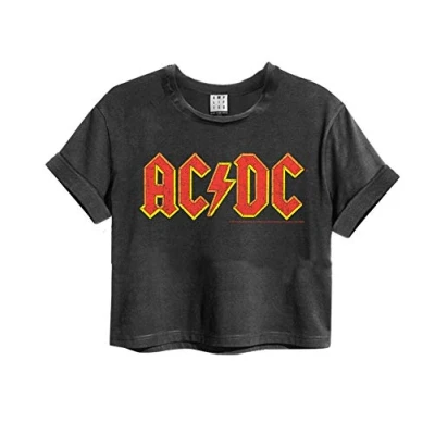 Image of Amplified ACDC Logo Crop Top, Charcoal, S