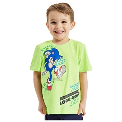 Image of Boys Sonic T Shirt Gaming Gamer Top (Sonic, 4 5 Years)