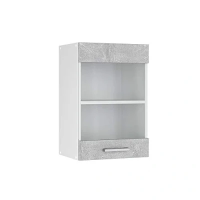 Image of Vicco Glass kitchen cabinet Raul, Concrete/White, 40 cm