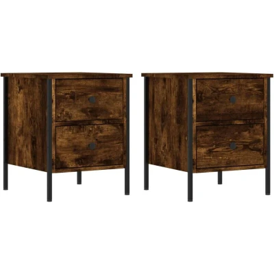 Image of vidaXL Bedside Cabinets 2 pcs Smoked Oak 40x42x50 cm Engineered Wood