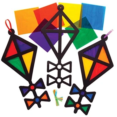 Image of Baker Ross AT673 Kite Stained Glass Decoration Kits Pack of 6, Suncatcher Effect for Children to Make and Display