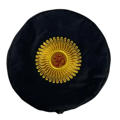 Image of Yoga Bolster Filled with Organic Buckwheat Hulls (Midnight Black Embroidered)