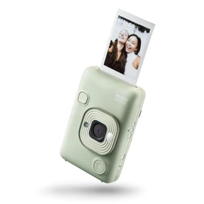 Image of INSTAX mini LiPlay Hybrid instant camera with rear 2.7 inch LCD display screen, Micro SD card slot, USB Type c charging, Matcha Green, film sold separately