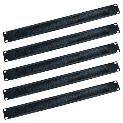 Image of Ex Pro 19 Inch Brush Strip Cable Management Panel, Sturdy 1U Rack Mount Plate with Black Bristles 5 PACK