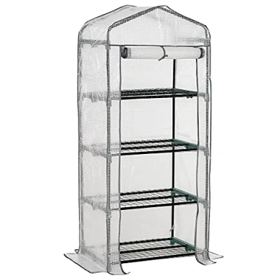 Image of Outsunny Portable 4 Tier Greenhouse Plant Grow House Shed w/Clear Cover Outdoor 2 Color845 228V01WT