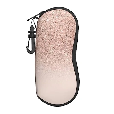 Image of PIXOLE Rose Gold Faux Glitter print Unisex eyeglasses box Cases,Protective case For Glasses, sunglasses soft case,glasses