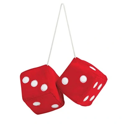 Image of Sumex Branded Home &amp; Car Mirrior Hanging Fluffy Furry Dice (Red with Yellow Spots)