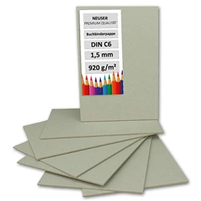 Image of Bookbinding Cardboard, A3 / A4, 1.5 mm, Extra Strong Cardboard Pack of 10 DIN C6 grey brown mm