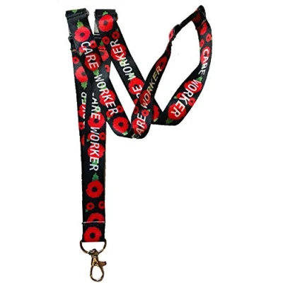 Image of 20mm Poppy Care Worker Lanyard with 3 Point Safety Breakaway