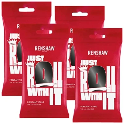 Image of Renshaw Jet Black Ready to Roll Icing 1kg (Multipack 4X 250g)