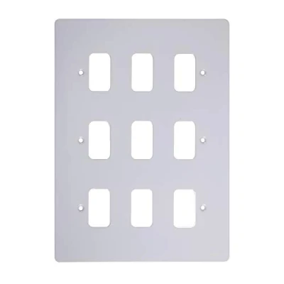 Image of Schneider Electric Ultimate Flat Plate 9 Gang Grid Faceplate, with Mounting Frame, GUG09GPW, White
