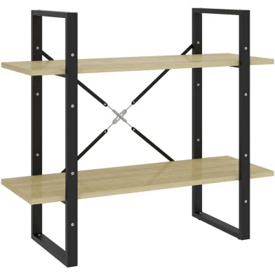 Image of vidaXL 2 Tier Book Cabinet Sonoma Oak 80x30x70 cm Engineered Wood
